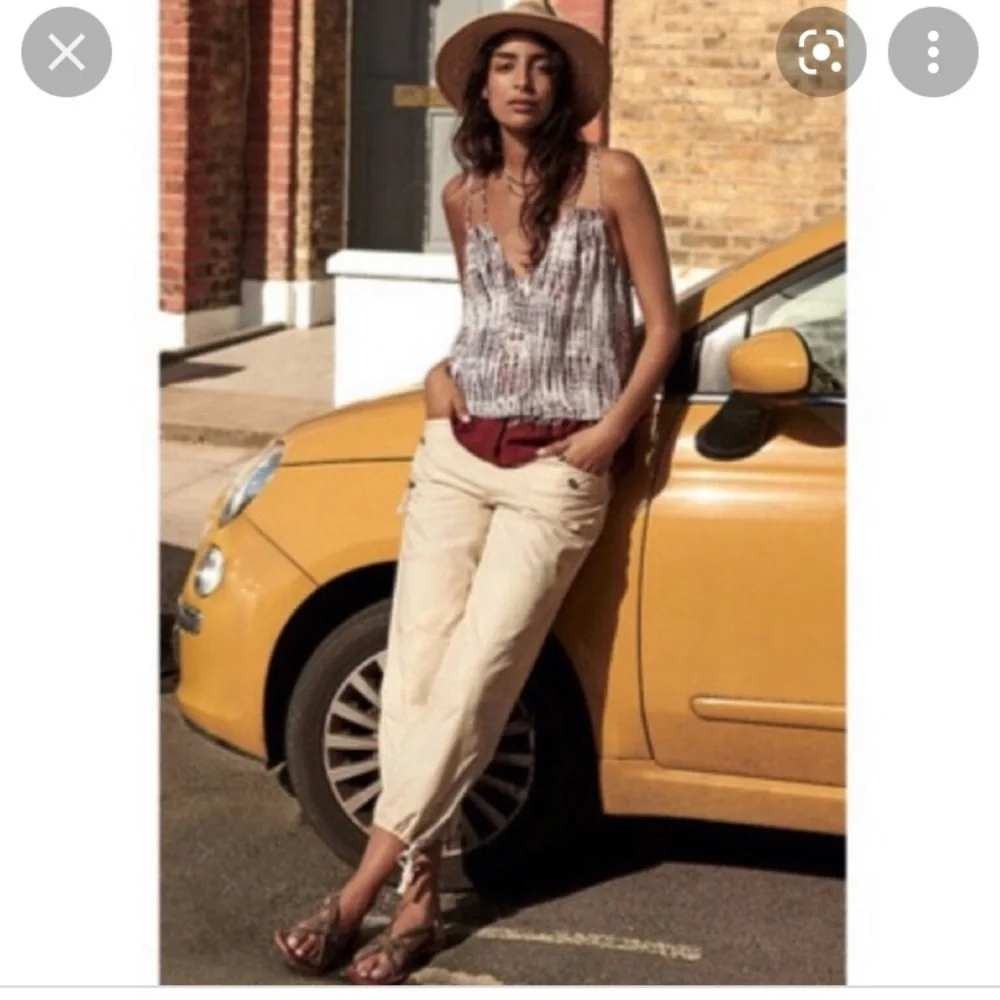 Anthropologie Women's Cargo Pants Size 26 Beige Parachute Drawstring Utility
